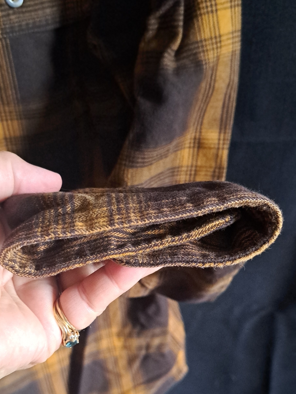 Carhartt Brown & Yellow Plaid Flannel Shirt - Picture 5 of 7